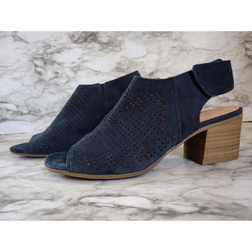 Sonoma Blue Suede Leather Peek Toe Slingback Mules Size 8M